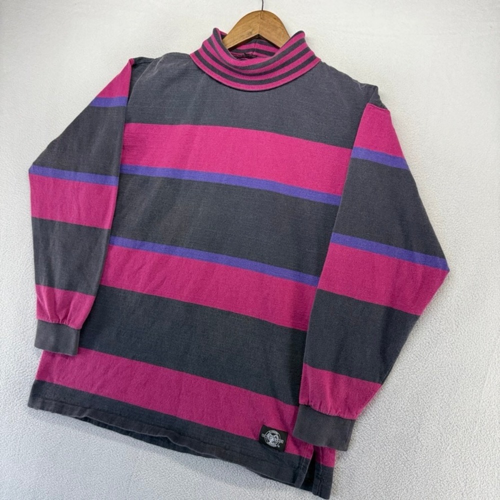 Vintage Woolrich Shirt Men's Large Black Purple Colorblock turtleneck Thick 90s